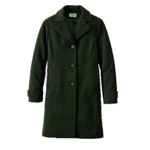 L.L.Bean Classic Lambswool Polo Coat, Three-Quarter Green Women Size 20 petite